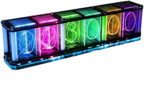 DIY Retro Nixie Tube Clock Kit mit RGB LED Musik Analyse, 38 Farben 14 Effekte, Echtzeituhr mit Backup Batterie, Analog Glow Tube Tischuhr Elektronik Bausatz 5V