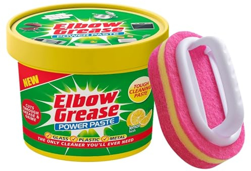 All Purpose Cleaning Paste 350g with Scrubbing Sponge | Bathroom, Kitchen & Outdoor Cleaner | Use on Sinks, Ovens, Baking Trays, BBQs and Grills, Hobs, Tiles, Glass & More (Lemon Fresh)