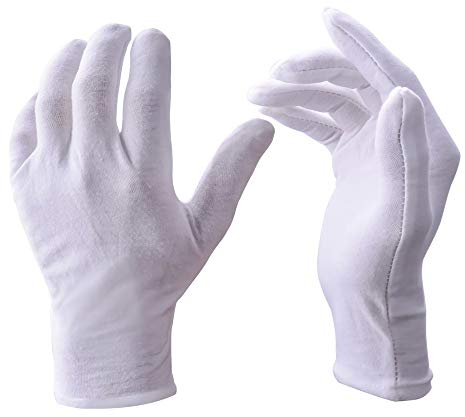 Weiße Handschuhe, tonver 12 Paar Weiche Baumwolle Handschuhe, Münze Schmuck Silber Inspektion Handschuhe, dehnbares Futter Handschuh, Größe M
