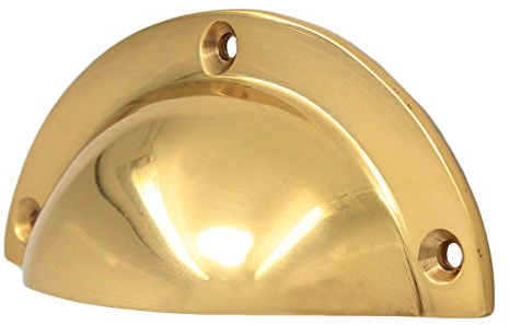 10x Polished Brass 85mm Kitchen Cupboard Door Cabinet Cup Shell Pull Handle