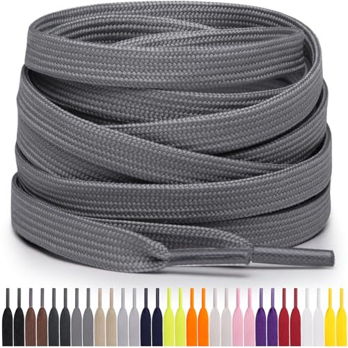 Miscly Lacci Piatti per Scarpe Sportive, Disponibili in Varie Lunghezze e Colori (Grigio, 114 cm)