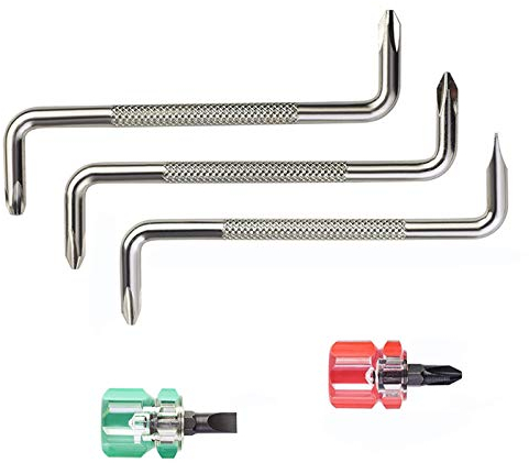 Coolais Offset Screwdriver Z Shaped Screwdrivers Magnetic Slotted Phillips Double Head Hand Tool Set 5 in 1 ZSDS-01