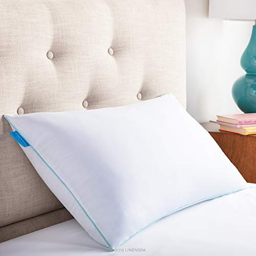 Linenspa Kopfkissen 40x70 cm aus Gel Memory Foam Flocken – Öko-Tex Kissen – atmungsaktive und kühlende Gelhülle – waschbarer Baumwollbezug, White