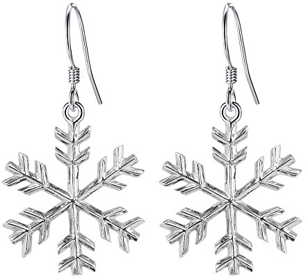 BiBeary Schneeflocke Ohrringe für Damen Haken 925 Sterling Silber Zirkonia Winter Fish Hook Neu