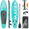 ECD Germany Aufblasbares Stand Up Paddle Board Makani | 320 x 80 x 15 cm | Türkis | PVC | bis 120 kg | Pumpe Tragetasche Zubehör | SUP Board Paddling Board Paddelboard Surfboard | verschiedene Modelle