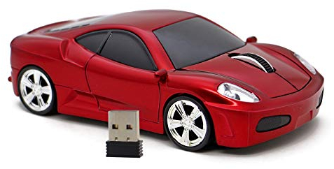 DAY DAY HAPPY Computermaus USB 2,4 GHz Rennwagen 3D drahtlose Maus optische Mäuse für Windows und Mac (Red)