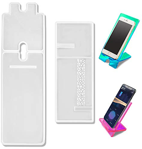 2 Sets Siamese Mobile Phone Stand Resin Mold, AIFUDA Epoxy Resin Casting Phone Holder Silicone Mold for DIY Craft Phone Bracket - Long, Short