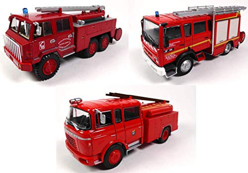 OPO 10 - Lotto di 3 Camion dei Pompieri 1/43 compatibili con Renault VI S180 + BERLIET GAK + FF 6x6 (P2 + P8 + P11)