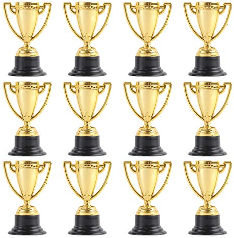 jojofuny 12 pezzi piccolo trofeo coppa mini campioni trofeo replica con base nera vince premi per bambini in giardino dei bambini