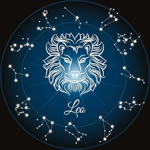 BLUEMEX Sternzeichen Löwe, Glow in the dark - Nachtleuchtend, runde Steine, 60x60cm, 45 Farben, Vollbild