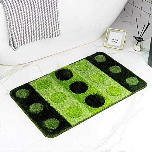LNXSESN Badteppich Apfelgrüner Kreis Badvorleger Flauschig Mikrofaser Badematte rutschfest Duschvorleger Schnelltrocknend Badezimmerteppich Waschbar Badematten Bathroom Mat 40x60cm