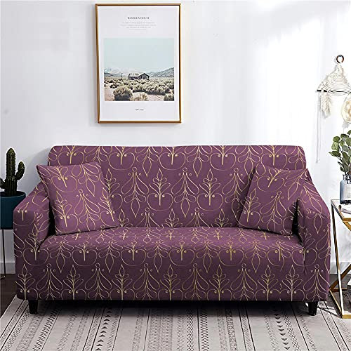 ZAHHYG Sofabezug Lila Landhausstil Sofa Überzug Sofaüberwurf Stretchy Couchbezug Sofa Bezug Ecksofa Überwurf Sofabezüge Antirutsch Sofahusse Jacquard Sofaüberzug 1 Place (90cm-140cm)
