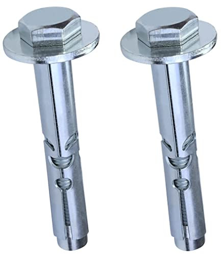 AERZETIX - C53995-2x Perno di ancoraggio tasselli per calcestruzzo con bullone a testa esagonale e rondella - Ø12mmx85mm M10 - in acciaio zincato