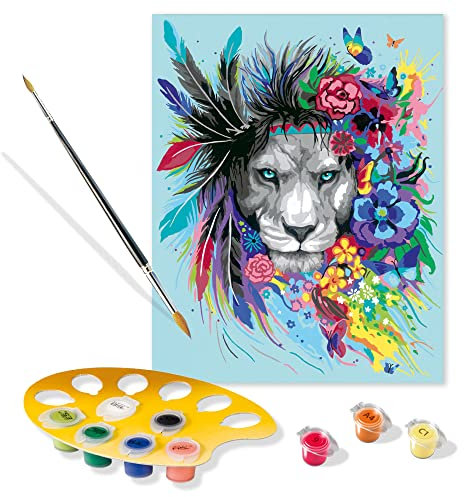 Ravensburger – CreArt Grand Format 24x30 cm – Boho Lion – Loisir créatif – Peinture par numéros – Adulte – Activité détente et créative – Dès 12 Ans – 20130 – Version française