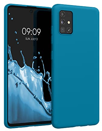 kwmobile Hülle kompatibel mit Samsung Galaxy A51 Hülle - weiches TPU Silikon Case - Cover geeignet für kabelloses Laden - Karibikblau