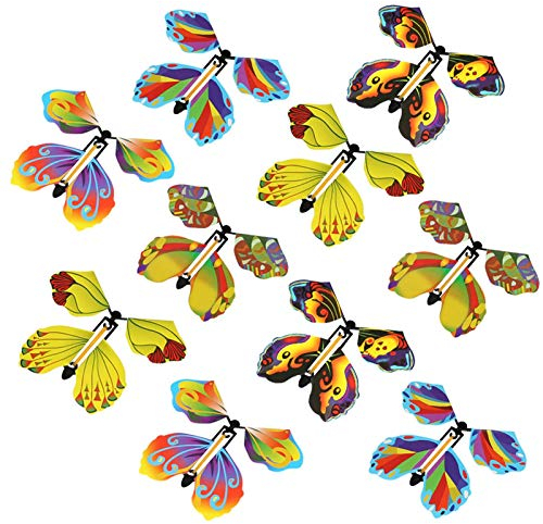 Magic Fairy Flying Butterfly, 10 PCS Butterfly Rubber Band Powered Wind Up Butterfly Toy, Novelty Wind Up Toys For Party Great Gag Gift For Kids (Random Color)