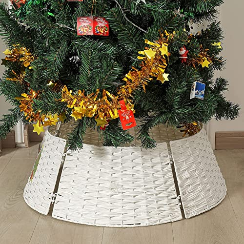 Weihnachtsbaum Rock Weidenkorb Aus Kunststoff 68Cm Weihnachtsbaum Kragen Abdeckung Für Christbaumständer Christbaum Weihnachtsbaum Ständer Weihnachts Deko Weihnachtsbaumständerhülle,Weiß