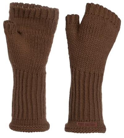 KNIT FACTORY - Cleo Handstulpen - Fingerlose Handschuhe - Gestrickte Handschuhe für Winter - Damen Handstulpen aus Wolle - Hochwertige Qualität - Tobacco