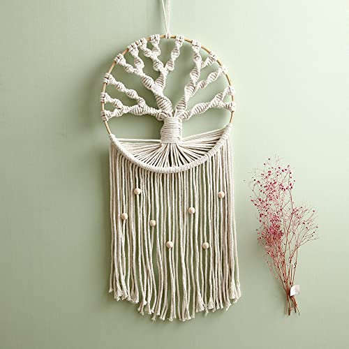 HAPYFURN Makramee Baum des Lebens Wandbehang Handgemachte Boho Tapisserie Traumfänger Makramee Wandkunst Bohemian Home Decor Kinderzimmer Dekor Stammbaum