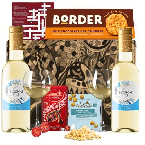 White Wine Gift Set Hamper with Chocolate and Biscuits| Cross Words for Women| Men| Couples -Birthday Gifts for Women| Valentine Gifts| Mother's Day Gifts