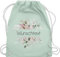 Turnbeutel Rucksack - Aufdruck selbst gestalten - Wunschtext I Geschenk personalisiert I Geschenk Weihnachten - Unisize - Pastell Grün - beutel kita stoffbeutel name personalisierte blume
