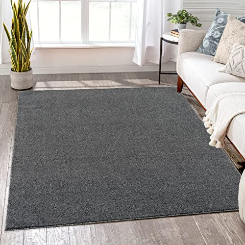 Jimri Teppich Läufer - Maschinengefertigter Kurzflor Läufer für Büro, Wohnzimmer, Schlafzimmer, Flur usw., Premium Polypropylen-Gewebe mit weicher Filzunterlage, Größe: 140x200 cm, Grau