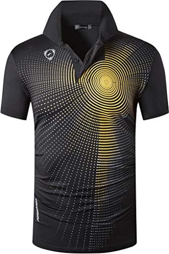 jeansian Men's Sport Polo Tee Shirt Quick Short Sleeves Tshirt T-Shirt Tops Golf Tennis Bowling Big Tall Plus Size LSL345 Black 4XL