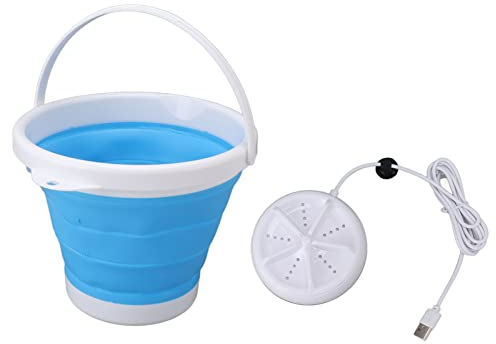 Focket Lavatrice Portatile, Mini Lavatrice con Secchio da bucato Pieghevole da 10L Mini Lavatrice Portatile ad ultrasuoni per Biancheria Intima, Calzini, Vestiti per Bambini, Viaggi (Blu)