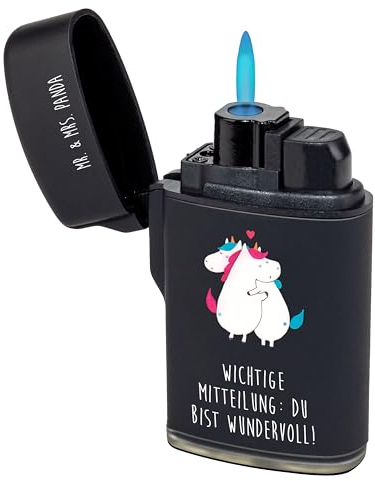 Mr. & Mrs. Panda Feuerzeug Einhorn Mitteilung - Geschenk, Feuerzeuge, Valentine, Einhorn Deko, Ehe, Einhörner, Sturmfeuerzeug, Spruch, Sturmfeuerzeug