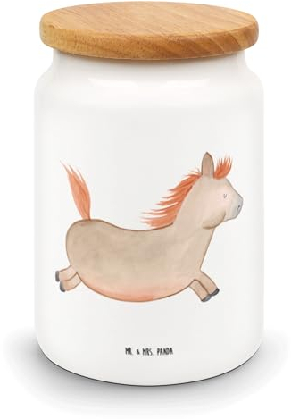 Mr. & Mrs. Panda Vorratsdose Pferd Springen - Geschenk, Vorratsdosen Keramik, Hoftiere, Pony, Pferdebesitzer, Landwirt, Mottensichere Vorratsdosen,