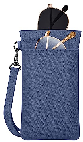 FINTIE Custodia Occhiali Morbida, Doppio Scomparto Portaocchiali per Occhiali da Sole, Portatile Porta Occhiali da Borsa