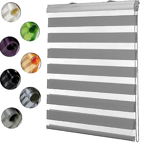 Thermo Rollo Verdunklungsrollo 70x220cm innen lichtdurchlässig & verdunkelnd, Verdunklungsstoff Rollo Hitzeschutzrollo inkl. Montagematerial, für Fenster, Hellgrau