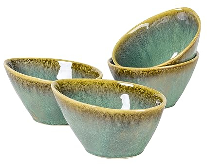 Henten Home Müslischalen Salatschüsseln, Pastaschalen aus Steingut, 4-teiliges Schalen Set, Dessertschale, Snackschale, Eisschale, Schüssel 600ml