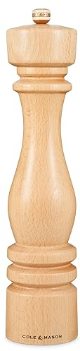 Cole & Mason H233012 London Salzmühle, mit Einstellbarem Mahlwerk, Holz, 30cm, Precision+ mit Keramikmahlwerk, Gewürzmühle, Mühle für Salz, Natur