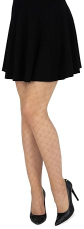 looksy Medias De Rejilla Para Mujer Pantimedias Con Diamantes, Medias Sexis De Cintura Alta, Malla Grande Cruzada Elegante Rete28, Natural M/L