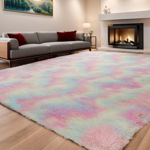 ISMOL Tappeto morbido e soffice Area Rug, per soggiorno, camera da letto, ufficio, per esterni, corridoio, moderno e ricco di colori (iridescente, 60 x 120 cm)