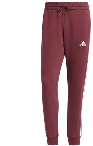 adidas Essentials Fleece 3-Stripes Tapered Cuff Pants Pantaloni Sportivi, Shadow Red, L Uomo