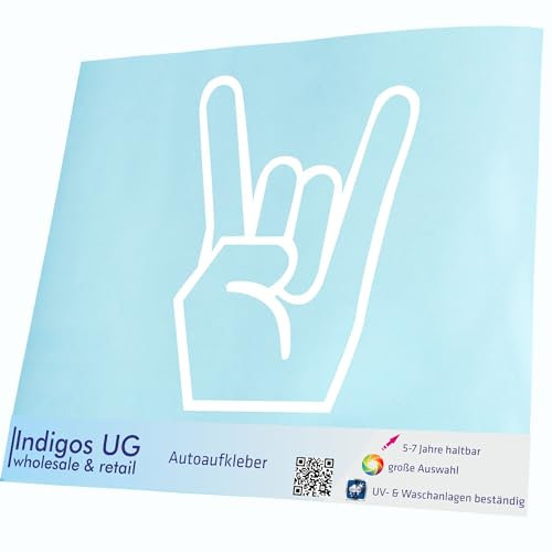 INDIGOS UG Auto Aufkleber Auto - 200x157 mm - Heavy Metal - weiß - Selbstklebender Sticker für Auto, Fenster, Bus oder LKW - UV-beständig & wetterfest