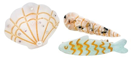 Nordstral Haarklammer Sea World Set - Haarklammer in 5,5 x 1,8 cm, Haarspangen Damen und Haarspangen Mädchen