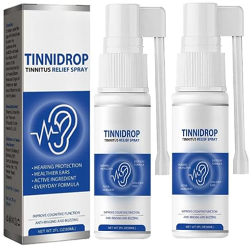 Gokame 2pcs Tinnitus Relief Spray, Tinnitus Relief for Ringing Ears, Tinnitus Relief Device, Earwax Cleaning Care Spray, Effectively Improves Hearing, 60ml/pc