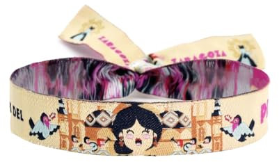 BDM Pulsera de tela negra o verde de la Virgen del Pilar, España, ajustable para hombre y mujer.