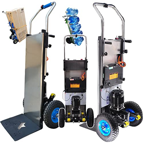 Elektrischer Treppensteiger-Sackkarre CBLdF - 1200 W wartungsfreier Motor, 400 kg Tragfähigkeit, 48 V/36 Ah abnehmbare Batterie, Teleskopgriff, S-förmiger Stützarm, Metall