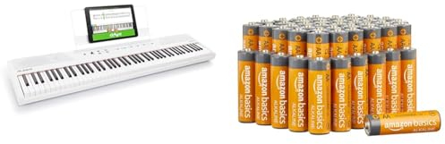Alesis Recital - E Piano 88 Tasten für Einsteiger mit Halbgewichteten Volle Größe Klavier & Amazon Basics AA-Alkalibatterien, leistungsstark, 1,5 V, 48 Stück