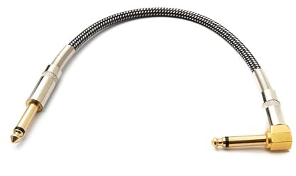 SYSTEM-S Cavo audio stereo da 30 cm, jack da 6,35 mm, da maschio a maschio, in nylon intrecciato, protezione antipiega, adattatore AUX