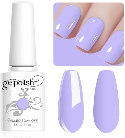 Vishine Vernis Gel Semi Permanent Macaron Violet crème Vernis à Ongles UV Gel Soft Colors Longue Durée Soak Off Nail Art Manicure Salon 8ml LM204