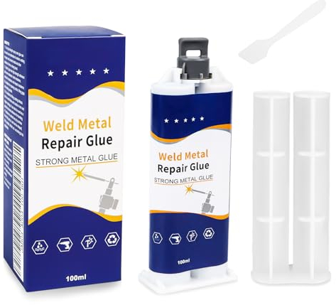 Pegamento de metal líquido, adhesivo de metal extra fuerte, adhesivo resistente al calor, 100 ml 2 K, adhesivo de metal resistente al calor con raspador, adhesivo metálico de alta resistencia para