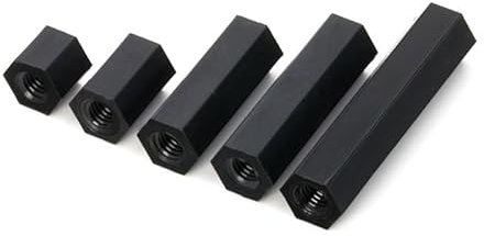 RKODRSMG 10/20/30/50pcs M3 M4 Length 5-70mm PA66 Nylon Hex Standoff Female Plastic Double Pass Black Hexagonal Threaded PCB Motherboard Isolation Pillar Column(18mm (50Pcs),M3)