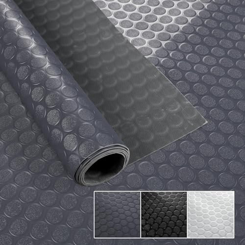 PVC Bodenbelag Meterware 1,5mm Antirutschmatte Bodenmatte geruchslos Noppenmatte Riffelblechmatte Tränenblech Karo Dionis rutschfest Noppen Anthrazit 320x100cm