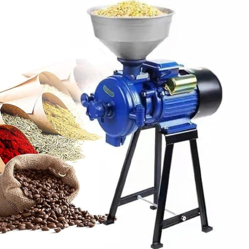 GYQSSD Electric Grain Mill Grinder, Commercial Spice Grinder Stainless Steel Pulverizer Wet Dry Cereals Grinder with Funnel, for Dry Spice Herbs/Nut/Coffee/Rice,B