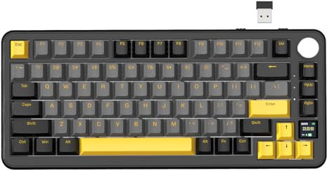 ATTACK SHARK X85PRO Wireless Mechanical Keyboard with TFT Display & Knob, 75% QMK Gasket-mounted Gaming Keyboard, 2.4G/BT/USB-C Wired,Hot Swappable Linear Switch, 4000mAh,NKRO, RGB (Black)